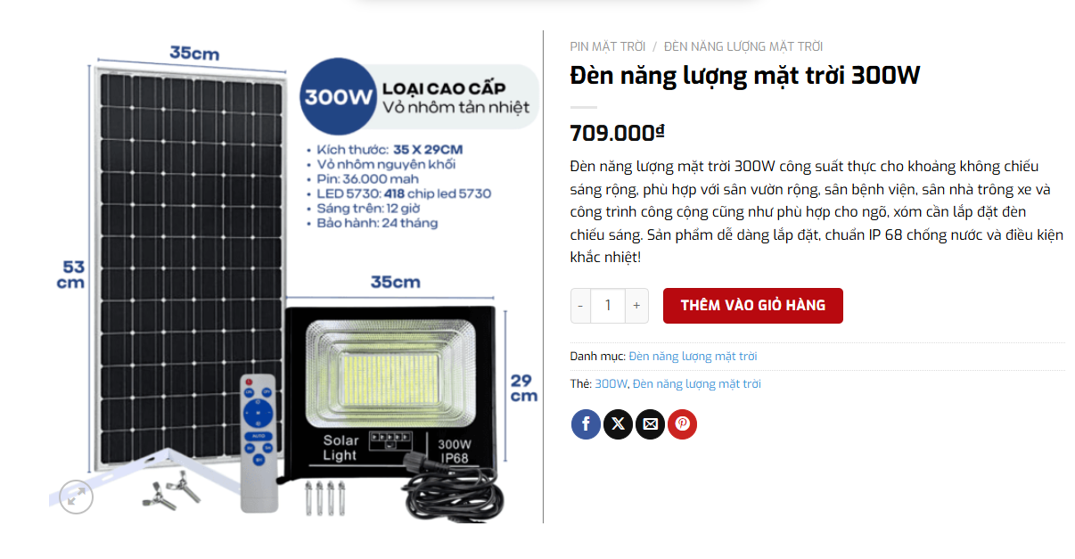 Đèn Năng Lượng Mặt Trời 300W của Manluxury